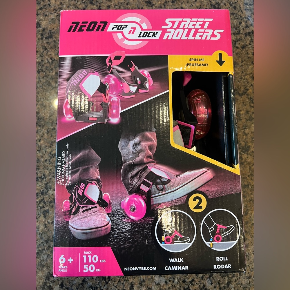 Neon Street Rollers LED Heel Wheels Pink Clip on Skates